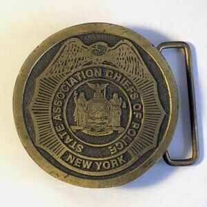 Vintage New York State Association Chiefs Of Police Belt Buckle - 1980s